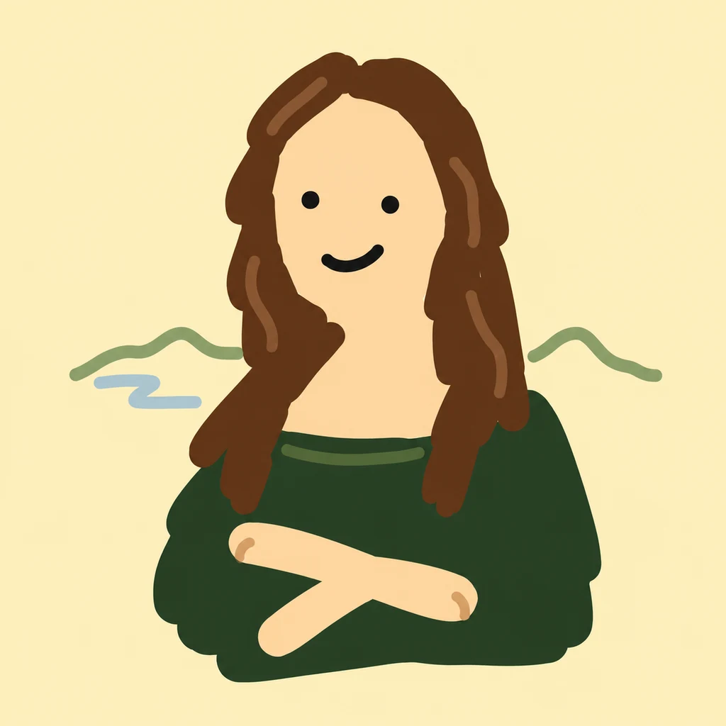 La Joconde redessinée au doigt, avec un petit paysage